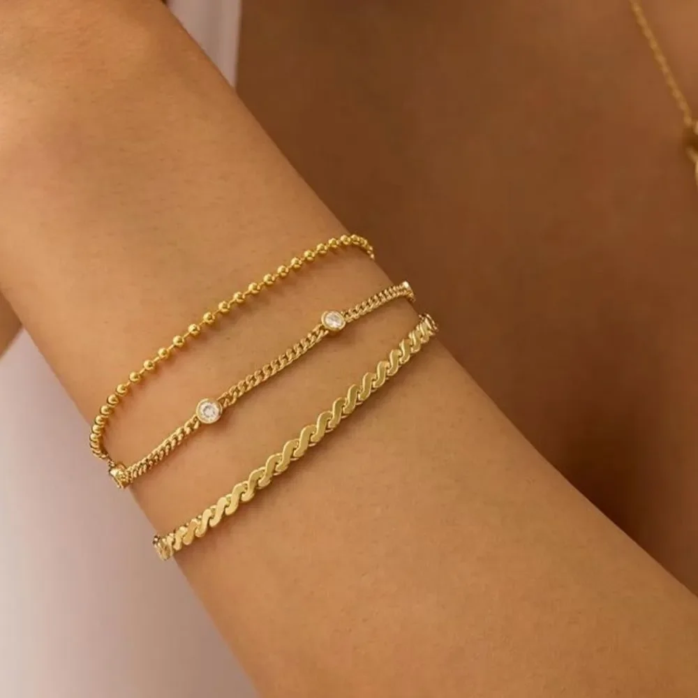 NEW 14K Gold Plated Elegant Gold Bracelet Set for Women